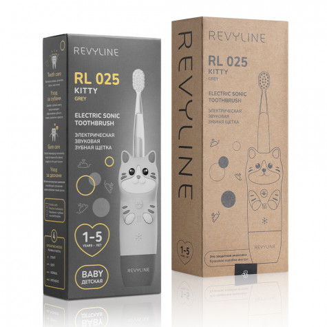 Электрическая звуковая зубная щётка Revyline RL 025 Baby Kitty, Grey